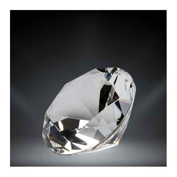 Diamond shaped crystal paperweight for custom gift