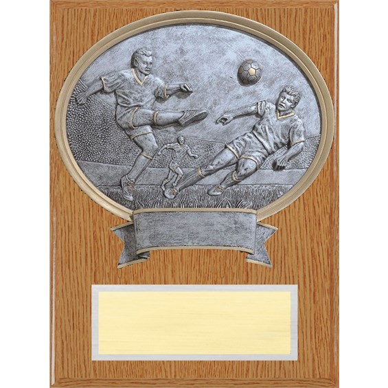 closeout-soccer-resin-plaque-wood