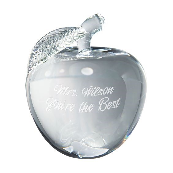 3-D crystal gift with custom engraving for teachers