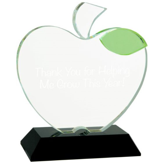 apple on base custom engraved crystal award