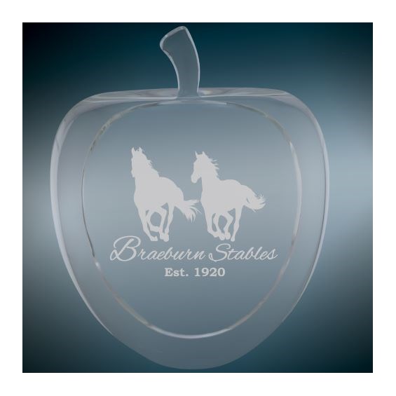 custom apple-shaped crystal gift with laser engraving