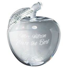 3-D crystal gift with custom engraving for teachers