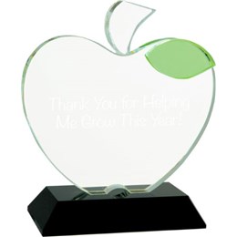 apple on base custom engraved crystal award