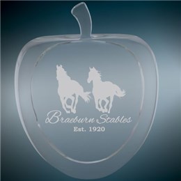 custom apple-shaped crystal gift with laser engraving