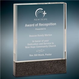 Clear crystal recognition award with engraving and logo laser engraving