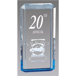 Custom acrylic recognition award with engraved logo and text
