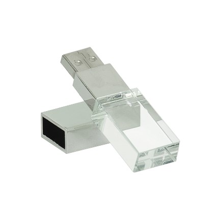 GLASS 8GB USB FLASH DRIVE WITH WHITE LED