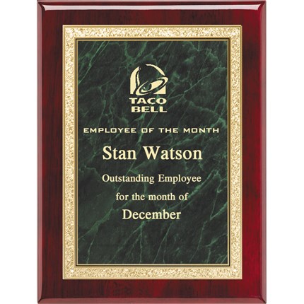 Plaque Award - Rosewood with Green Marble