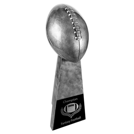 FOOTBALL ON STAND - ANTIQUE SILVER