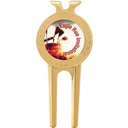 GOLF ACCESSORIES WITH REMOVABLE SUBLIMATABLE BALL MARKER - DIVOT REPAIR TOOL