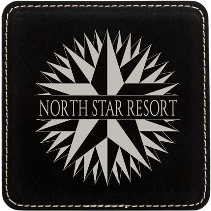 Black/Silver Leatherette Coaster 4*4