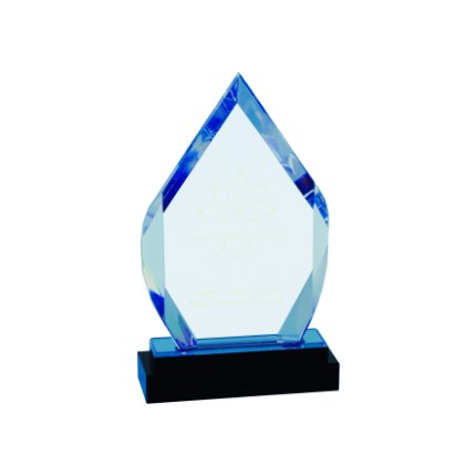 Blue Diamond Acrylic Award with Black Glass Base