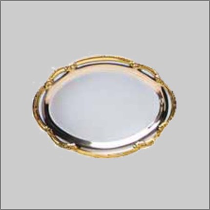 SILVER PLATED TRAY WITH GOLD BORDER