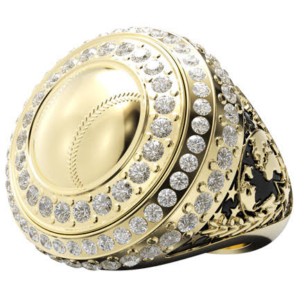 World Class Baseball Ring - Clear Gems - Gold