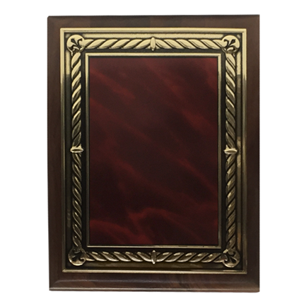 PLAQUE AWARD - WALNUT WITH LASER RED MARBLE