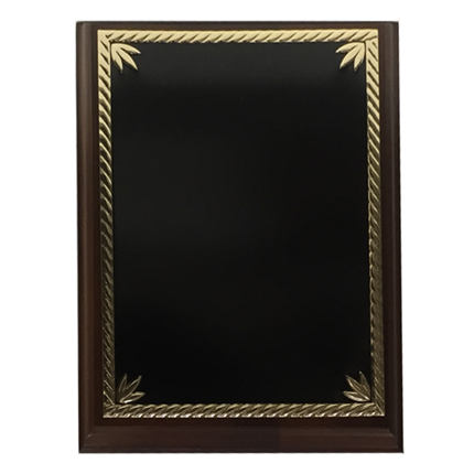 Plaque Award - Lasered Black Marble on Walnut