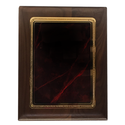 LASER RED MARBLE WALNUT PLAQUE