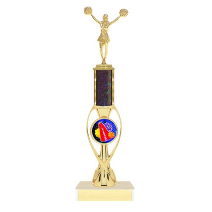 Cheer Trophy with Customizable Mylar Insert Column