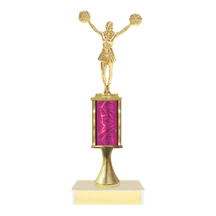 Cheer Trophy with Single Column on Riser