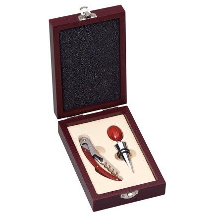 WINE ACCESSORIES 2 PIECE PRESENTATION SET - ROSEWOOD