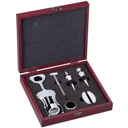 WINE ACCESSORIES 6 PIECE PRESENTATION SET - ROSEWOOD
