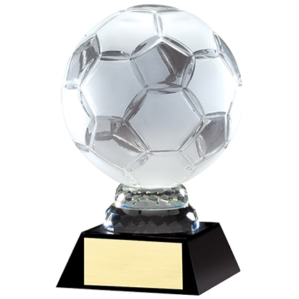 CRYSTAL SOCCER BALL ON BLACK BASE